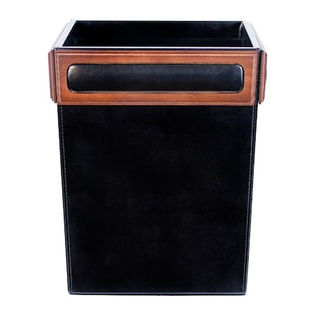 Dacasso Walnut & Leather Waste Basket AG-8403